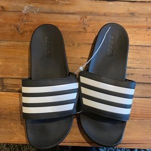 NWOT Adidas Men’s 3 Stripe Velcro Slides